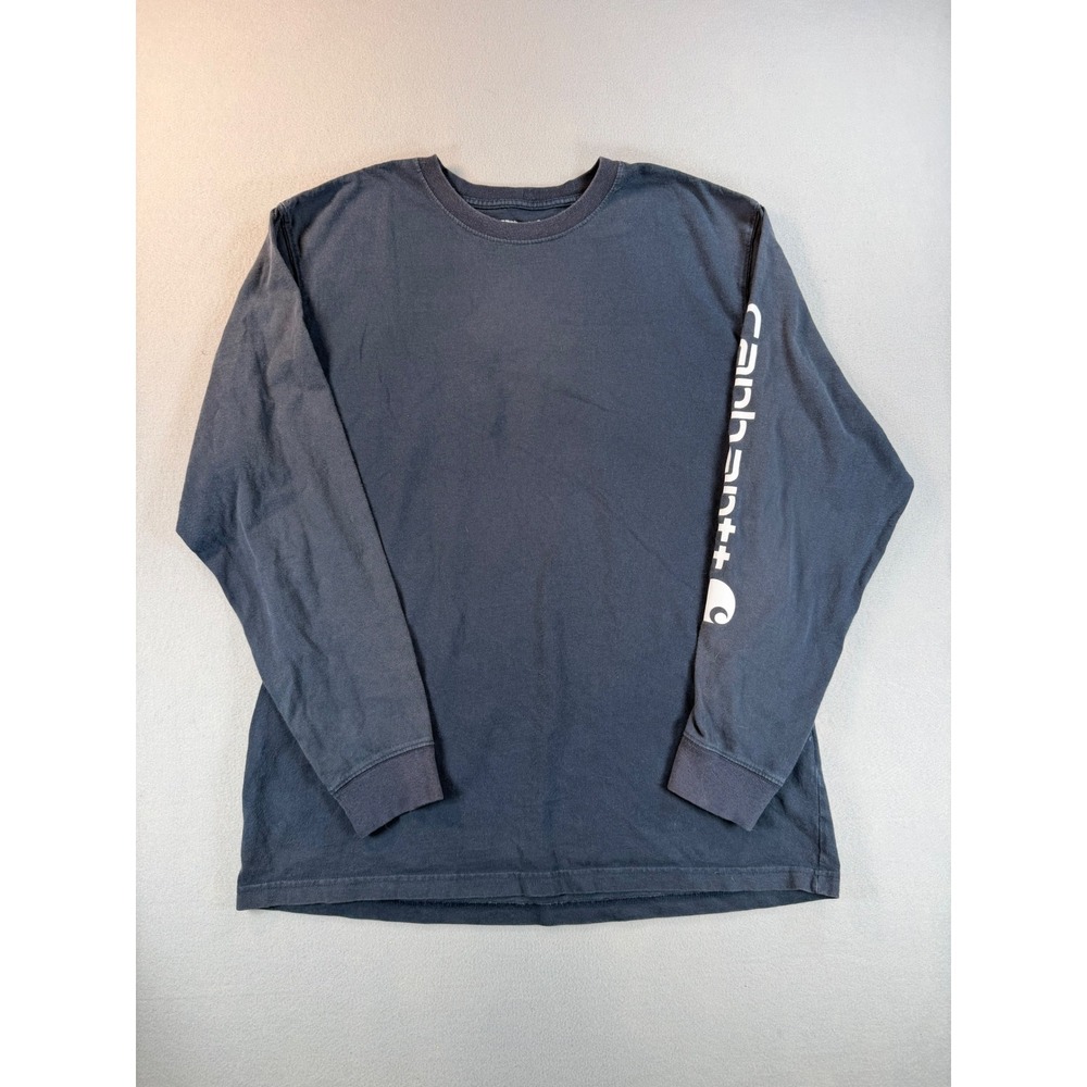 Carhartt Mens Loose Fit Long Sleeve Logo Graphic T-Shirt Navy Blue K231 NVY L